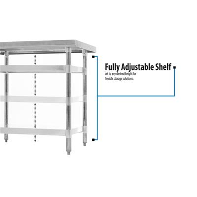 BK Resources 60" x 24" 18 Gauge Stainless Steel Work Table with Undershelf – Prep Table - Donut-Equipment.com
