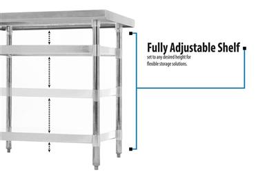 BK Resources 24" x 24" 18 Gauge Stainless Steel Work Table with Undershelf & 1.5" Riser – Prep Table - Donut-Equipment.com