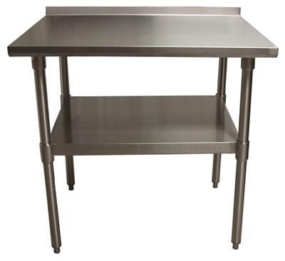 BK Resources 36" x 24" 18 Gauge Stainless Steel Work Table with Undershelf & 1.5" Riser – Prep Table - Donut-Equipment.com
