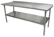 BK Resources 72" x 24" 18 Gauge Stainless Steel Work Table with Undershelf & 1.5" Riser – Prep Table - Donut-Equipment.com