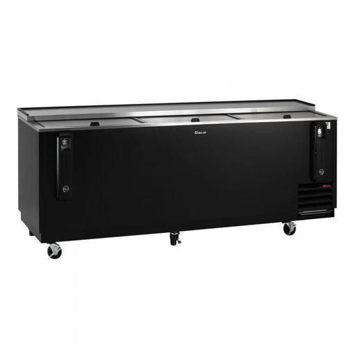 Turbo Air TBC-95SB-N 95" Forced Air Bottle Cooler - Holds (912) 12 oz Bottles, Black Laminated Exterior, 115v - Donut-Equipment.com