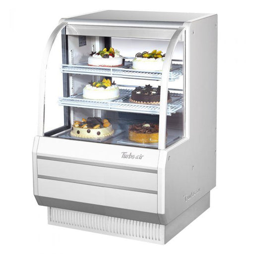 Turbo Air TCGB-36-W-N 36" Curved Glass Refrigerated Bakery Display Case, White Exterior, 115v - Donut-Equipment.com