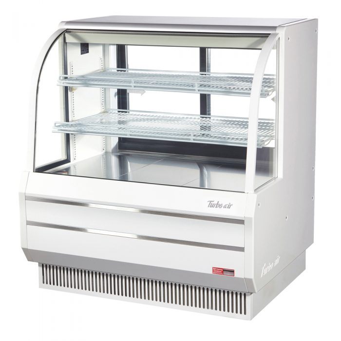 Turbo Air TCGB-48DR-W 48-1/2" Curved Glass Full-Service Dry Bakery Display Case, 3 Levels, White Exterior, 115v - Donut-Equipment.com