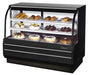 Turbo Air TCGB-60-B-N 60-1/2" Curved Glass Full-Service  Refrigerated Bakery Display Case, 3 Levels, Black Exterior, 115v - Donut-Equipment.com