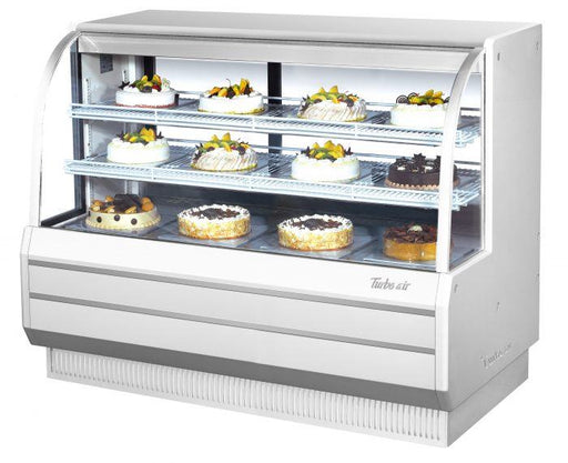 Turbo Air TCGB-60-W-N 60-1/2" Curved Glass Full-Service Refrigerated Bakery Display Case, 3 Levels, White Exterior, 115v - Donut-Equipment.com
