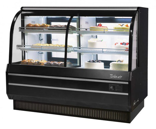 Turbo Air TCGB-60CO-B-N 60-1/2" Curved Glass Full-Service Dual Zone Dry/Refrigerated Bakery Display Case, 3 Levels, Black Exterior, 115v - Donut-Equipment.com
