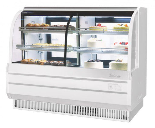Turbo Air TCGB-60CO-W-N 60-1/2" Curved Glass Full-Service Dual Zone Dry/Refrigerated Bakery Display Case, 3 Levels, White Exterior, 115v - Donut-Equipment.com