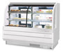 Turbo Air TCGB-60CO-W-N 60-1/2" Curved Glass Full-Service Dual Zone Dry/Refrigerated Bakery Display Case, 3 Levels, White Exterior, 115v - Donut-Equipment.com
