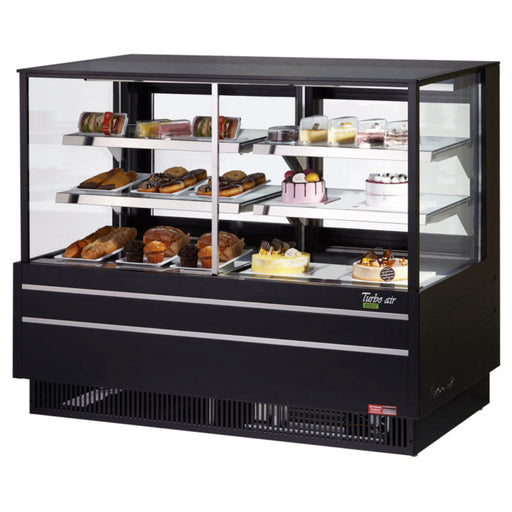 Turbo Air TCGB-60UF-CO-B-N 60-1/2" Straight Glass Full-Service Dual Zone Dry/Refrigerated Bakery Display Case, 3 Levels, Black Exterior, 115v - Donut-Equipment.com