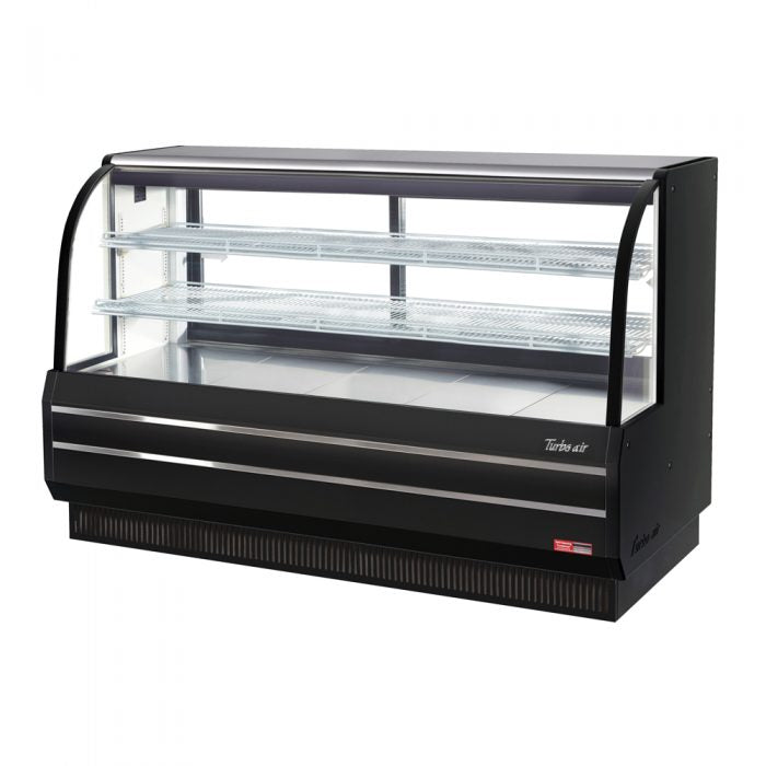 Turbo Air TCGB-72DR-B 72" Curved Glass Full-Service Dry Bakery Display Case, 3 Levels, Black Exterior, 115v - Donut-Equipment.com