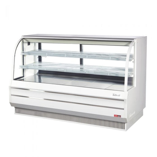 Turbo Air TCGB-72DR-W 72" Curved Glass Full-Service Dry Bakery Display Case, 3 Levels, White Exterior, 115v - Donut-Equipment.com