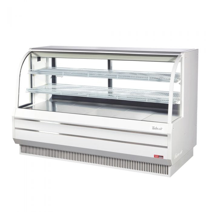 Turbo Air TCGB-72DR-W 72" Curved Glass Full-Service Dry Bakery Display Case, 3 Levels, White Exterior, 115v - Donut-Equipment.com