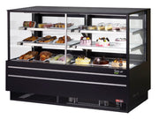 Turbo Air TCGB-72UF-CO-B-N 72-1/2" Straight Glass Full-Service Dual Zone Dry/Refrigerated Deli Display Case, 3 Levels, Black Exterior, 115v - Donut-Equipment.com