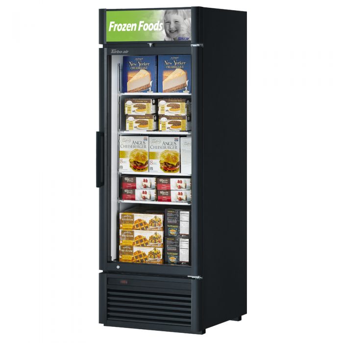 Turbo Air TGF-23SDB-N 27" Black Super Deluxe One Section Display Freezer – (1) Swing Door, LED Lighting, 115v - Donut-Equipment.com