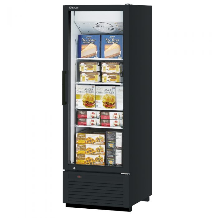 Turbo Air TGF-23SDHB-N 27" Black Super Deluxe One Section Glass Door Display Freezer – Hinged Door, LED Lighting, 115v - Donut-Equipment.com