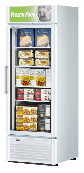 Turbo Air TGF-23SD-N 27" White Super Deluxe One Section Display Freezer – (1) Swing Door, LED Lighting, 115v - Donut-Equipment.com