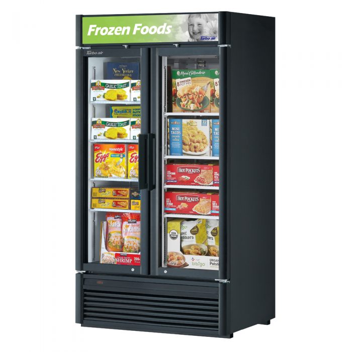 Turbo Air TGF-35SDB-N 39 1/2" Black Super Deluxe Two Section Display Freezer – (2) Swing Doors, LED Lighting, 115v - Donut-Equipment.com