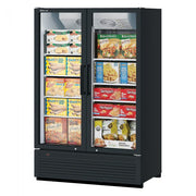 Turbo Air TGF-47SDHB-N 51 1/8" Black Super Deluxe Two Section Display Freezer w/ Swing Doors – Bottom Mount Compressor, LED Lighting, 115v - Donut-Equipment.com