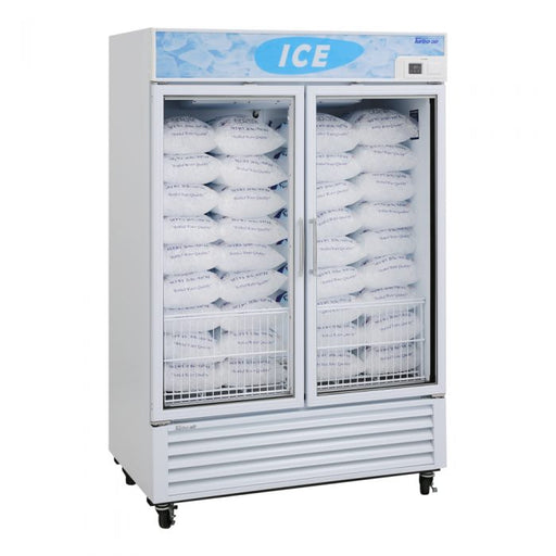 Turbo Air TGIM-49W-N 54" Indoor Ice Merchandiser w/ Bottom Mount Compressor - Glass Door, 115v - Donut-Equipment.com