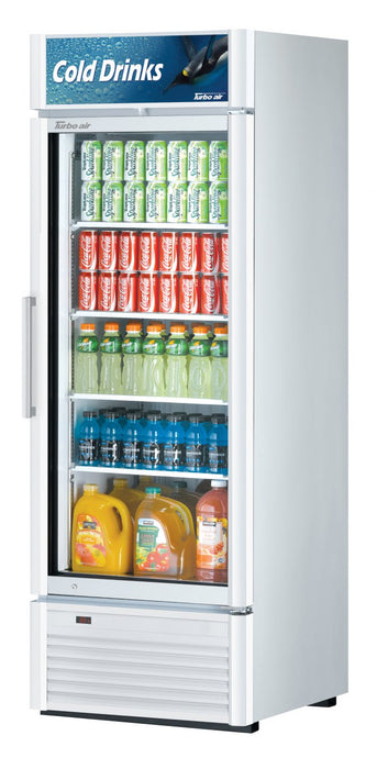 Turbo Air TGM-23SD-N6 27" White Super Deluxe Glass Door Refrigerator – LED Lighting, Front Access, Swing Door, 115v - Donut-Equipment.com