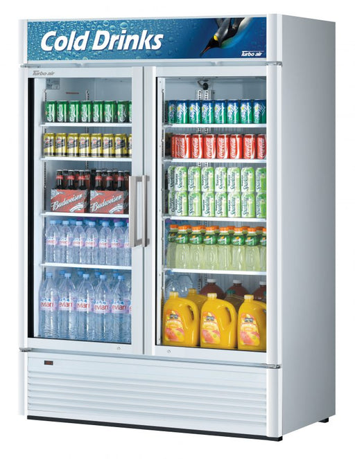 Turbo Air TGM-47SD-N 51" White Super Deluxe Glass Door Refrigerator – Two Swing Doors, Energy-Efficient LED Lighting, 115v - Donut-Equipment.com