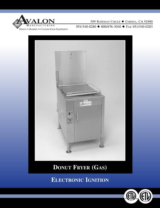 Avalon (ADF26-G-BA) 18" x 26" Donut Fryer, Natural Gas, Electronic Ignition, Left Side Drain Board with Submerger