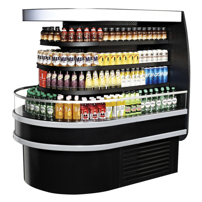 Turbo Air TIOM-36RSB-N 48" Black Horizontal Island Open Air Cooler with (4) Levels, 220v/1ph - Donut-Equipment.com