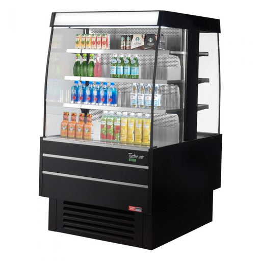 Turbo Air TIOM-36SB-N 39 3/8" Black Vertical Island Open Air Cooler with (4) Levels, 220v/1ph - Donut-Equipment.com