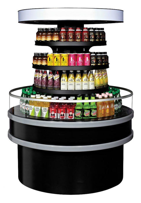 Turbo Air TIOM-48RRB-N 48" Black Vertical Round Island Open Air Cooler with (4) Levels, 220v/1ph - Donut-Equipment.com