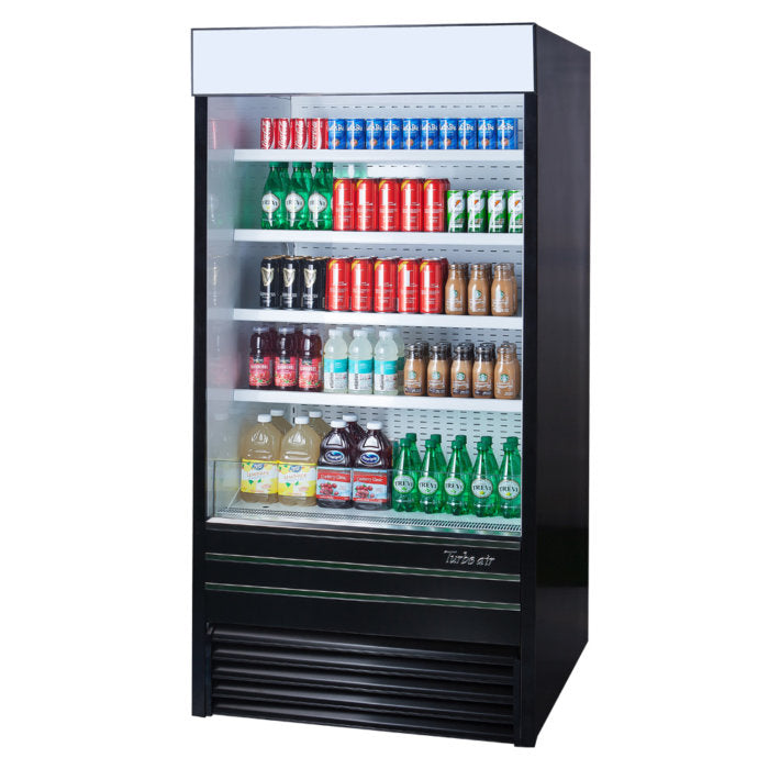 Turbo Air TOM-36EB-N 36" Black Vertical Open Air Cooler w/ (5) Levels, 115v - Donut-Equipment.com