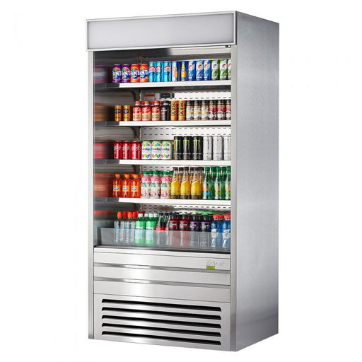 Turbo Air TOM-36ES-N 36" Stainless Steel Vertical Air Curtain Display Case w/ (5) Levels, 115v - Donut-Equipment.com