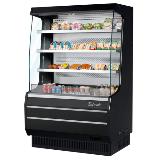 Turbo Air TOM-40MB-N 39" Black Vertical Open Air Cooler – 4 Levels, 115v - Donut-Equipment.com