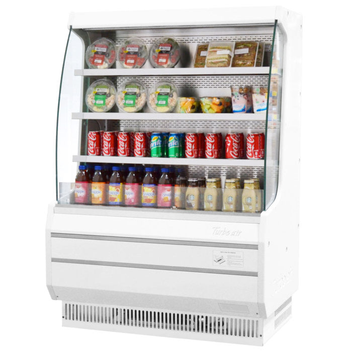 Turbo Air TOM-40MW-N 39" White Vertical Open Air Cooler – 4 Levels, 115v - Donut-Equipment.com