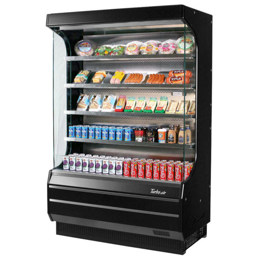 Turbo Air TOM-50B-N 51" Vertical Open Air Cooler w/ (5) Levels – Black Exterior, 115v - Donut-Equipment.com