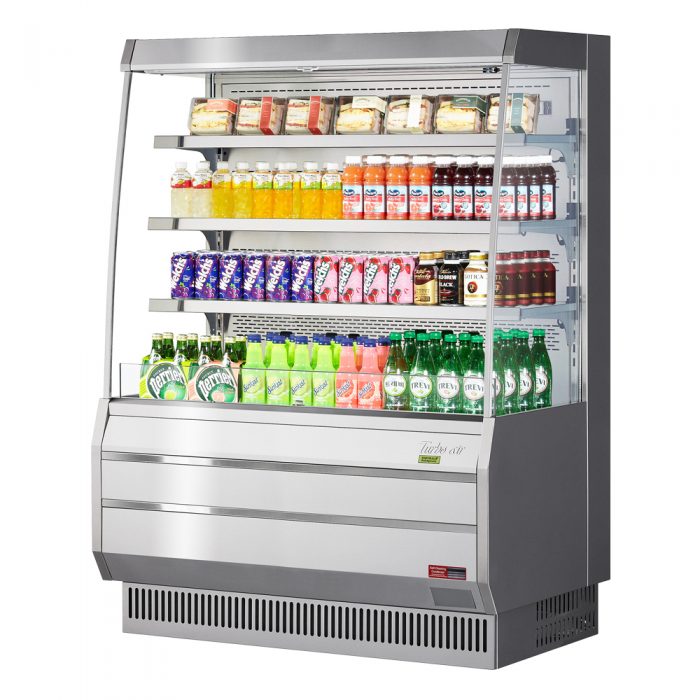 Turbo Air TOM-50MS-N 50 7/8" Stainless Steel Vertical Open Air Cooler w/ (4) Levels, 115v - Donut-Equipment.com