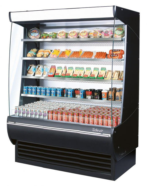 Turbo Air TOM-60DXB-N 60" Vertical Open Air Cooler w/ (5) Levels – Extra Deep, Black Exterior, 115v - Donut-Equipment.com
