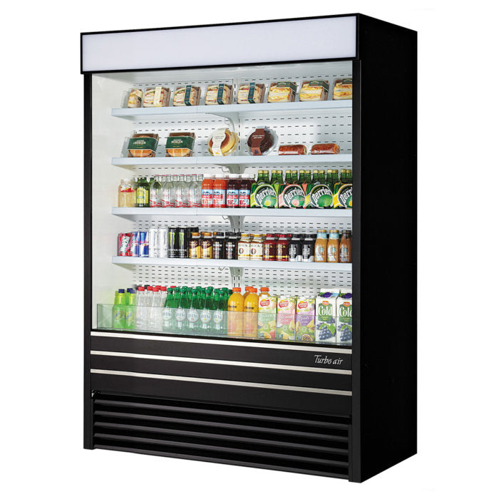 Turbo Air TOM-60EB-N 60" Black Vertical Open Air Cooler w/ (5) Levels, 115v - Donut-Equipment.com