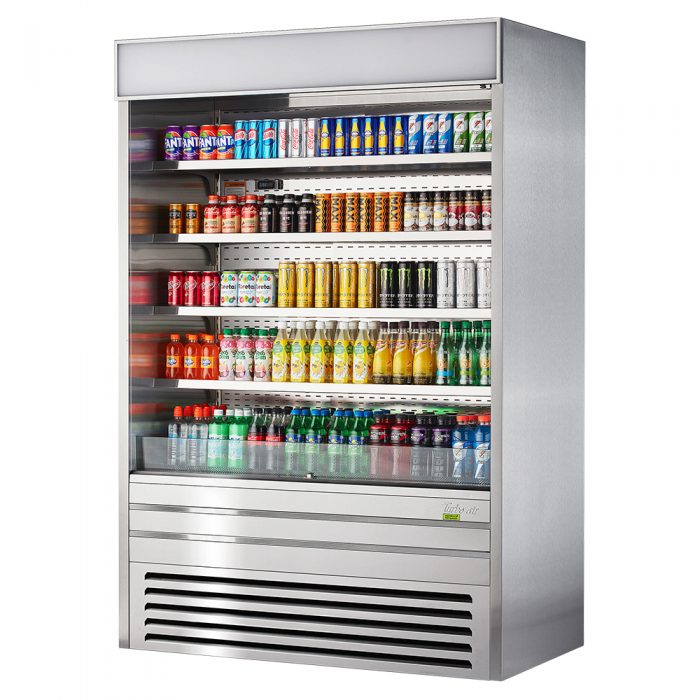 Turbo Air TOM-60ES-N 60" Stainless Steel Vertical Open Air Cooler w/ (5) Levels, 115v/1ph - Donut-Equipment.com