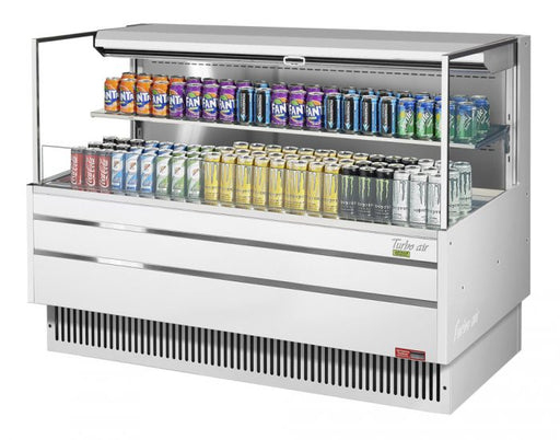 Turbo Air TOM-60L-UF-W-2S-N 58 3/4" White Low Profile Horizontal Open Air Cooler w/ (2) Levels – Ultra Front Merchandiser, 115v - Donut-Equipment.com