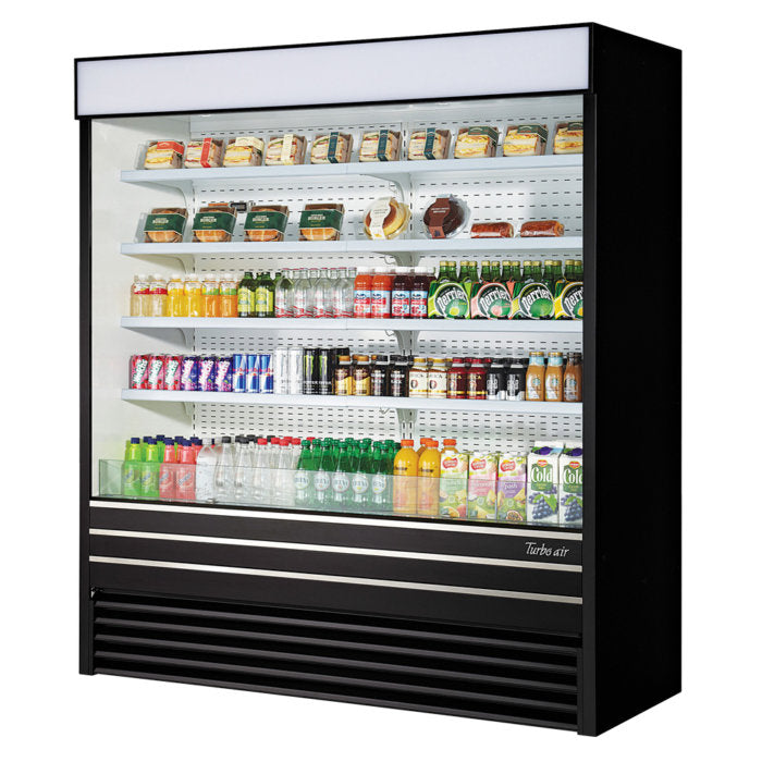 Turbo Air TOM-72EB-N 72" Black Vertical Open Air Cooler w/ (5) Levels, 220v/1ph - Donut-Equipment.com