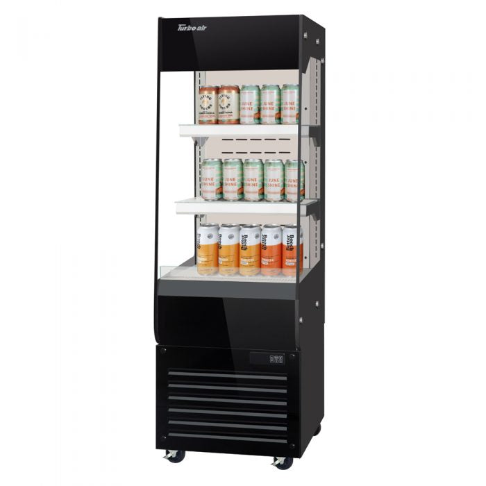 Turbo Air TOM20-60N-B 19 5/8" Black Vertical Open Air Cooler – 3 Levels, 115v - Donut-Equipment.com
