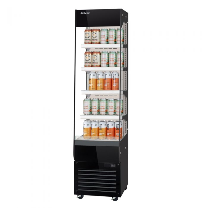 Turbo Air TOM20-75N-B 19 5/8" Black Vertical Open Air Cooler – 5 Levels, 115v - Donut-Equipment.com
