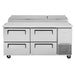 Turbo Air TPR-67SD-D4-N 67" 4 Drawer Pizza Prep Table - Donut-Equipment.com