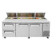 Turbo Air TPR-93SD-D2-N 93" Pizza Prep Table with 2 Doors and 2 Drawers - Donut-Equipment.com