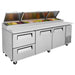 Turbo Air TPR-93SD-D2-N 93" Pizza Prep Table with 2 Doors and 2 Drawers - Donut-Equipment.com
