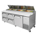 Turbo Air TPR-93SD-D4-N 93" Pizza Prep Table with1 Door and 4 Drawers - Donut-Equipment.com