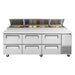 Turbo Air TPR-93SD-D6-N 93" 6 Drawer Pizza Prep Table - Donut-Equipment.com