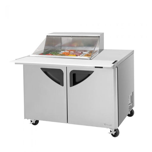 Turbo Air Super Deluxe TST-48SD-12M-N-CL 48" 2 Door Mega Top Refrigerated Sandwich Prep Table with Clear Lid - Donut-Equipment.com