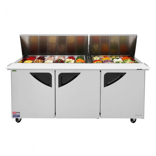 Turbo Air TST-72SD-30-N 73" Super Deluxe 3 Door Mega Top Refrigerated Sandwich Prep Table - Donut-Equipment.com