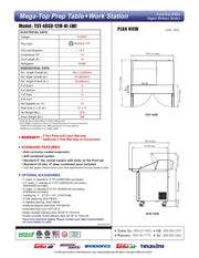 Turbo Air Super Deluxe TST-48SD-12M-N-LW 48" 2 Door Mega Top Refrigerated Sandwich Prep Table with Left Work Station - Donut-Equipment.com